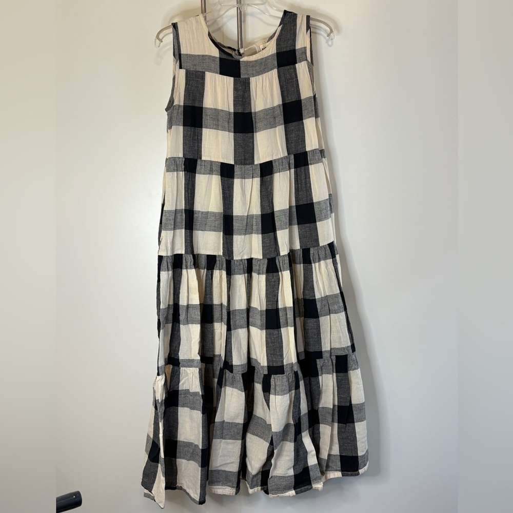🔥FLASH SALE! Tribe Alive Black and Cream Linen Maxi Dress